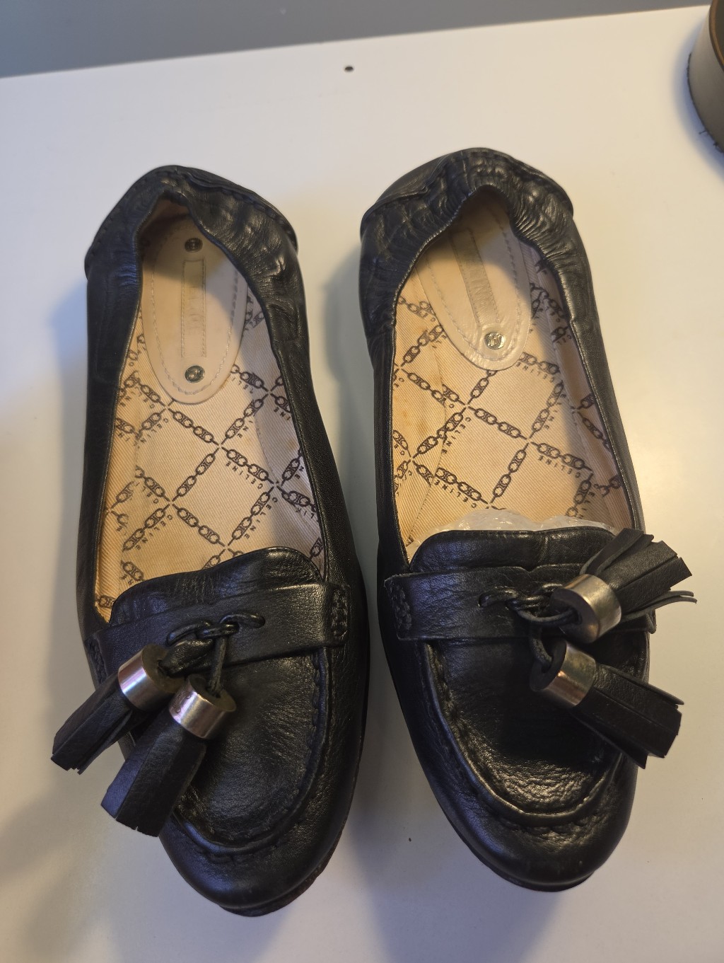 Celine Authentic Women’s Black Leather Tassel Loafers Size 37